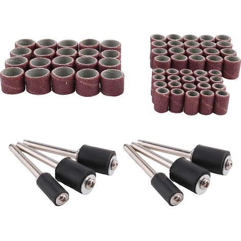 66 Pièces Tambour à Poncer, 60 Bande Abrasive + 6 Mandrins pour Perceuse (1/5)