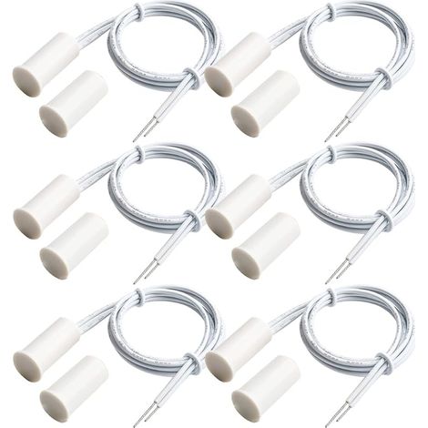 Gebildet 6pcs Encastré Filaire Sécurité Fenêtre Porte Contact Capteur Alarme Magnétique Reed Switch, Aimant Près - Connecter Le Circuit, Aimant Loin - Couper Le Circuit, (Cylindrique, Blanc) (1/5)