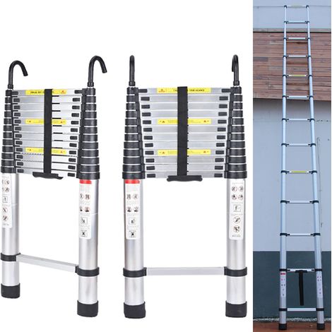 16.5FT Extension Ladder Telescopic Step Ladders Loft Attic Collapsible Detachable Hook (1/5)