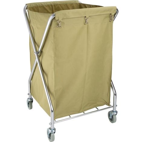 Chariot à linge 220 litres, Chariot à linge sale pliable pour hôtel, Dimensions : 985(H) x 620(L) x 620(P)mm, Le sac en tissu se déclipse du cadre, 4 roulettes pivotantes, L616 (1/5)