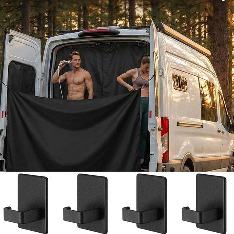 Rideau de douche pour camping-car et camping, 180 x 230 cm, brise-vue magnétique et rideau de douche pour porte arrière de van, imperméable et réglable, avec 4 crochets magnétiques (1/5)