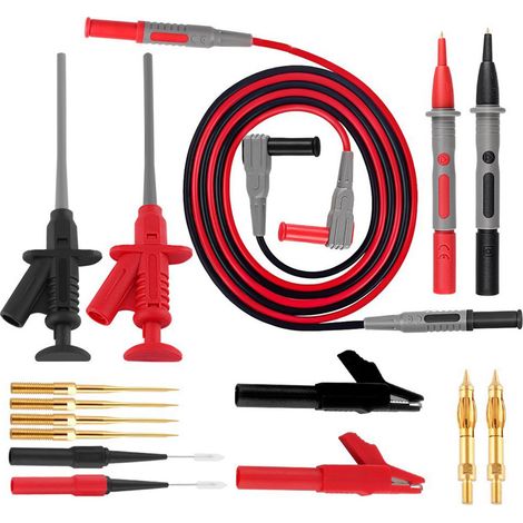 Kit di cavi di prova per multimetro elettronico con morsetti a coccodrillo e mini gancio a stantuffo