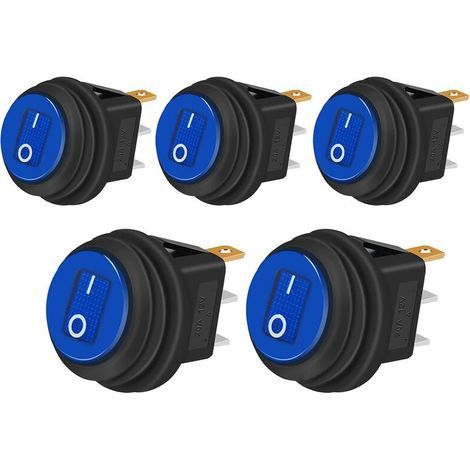 Five waterproof toggle switches, 12V 20A 2 positions, KCD1 (blue). - Suitable for domestic and household use. (1/4)