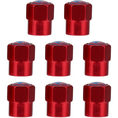 Lot de 8 bouchons de valve pour pneus de voiture, couvercles de valve de pneu, bouchons de valve de roue-1.5X1.1CM-Red