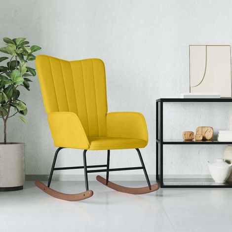vidaXL Chaise à bascule Jaune moutarde Velours (1/5)