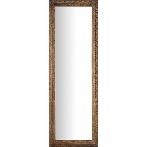 Miroir en bois de manguier style nordique finition naturelle - Marron naturel bois de manguier (1/4)