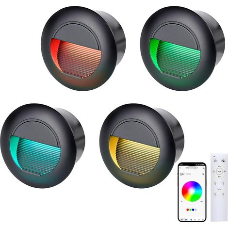 8er 3W Applique Encastré Murale, Lumières d'escalier rond, Blanc chaud applique avec boîte encastrée, 230V eclairage mural alu etanche escalier encastrable marchepied, Blanc, IP65