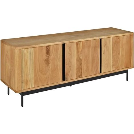 Meuble TV L. 150 cm en bois de chêne avec pieds en métal - TORONTO (1/5)