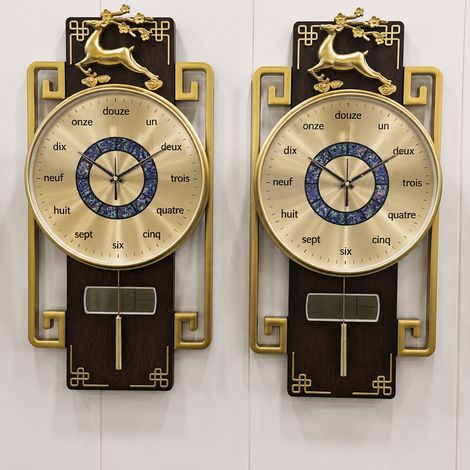 Horloge murale rectangulaire motif tête de cerf avec calendrier perpétuel quartz réf 2368 1,2 kg – Livraison gratuite