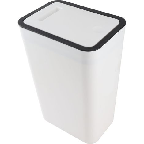 Poubelle domestique plastique blanche 22x15.5x33cm grande capacité hermétique couvercle à pression design étanche anti-odeurs pour cuisine salle de bain