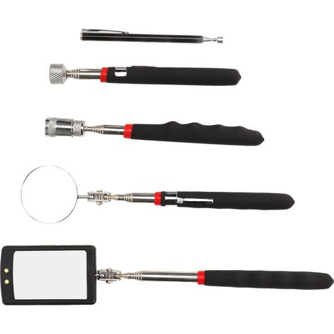 Set aus 5 magnetischen Aufnahmegeräten mit Teleskopstange und Spiegel, ausgestattet mit einer LED-Leuchte für Inspektion und Wartung. (1/5)