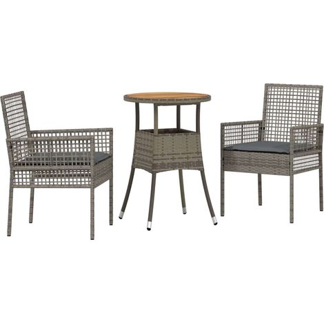 Maison Exclusive - Garten Essgruppe 3 pcs Grau Poly-Rattan