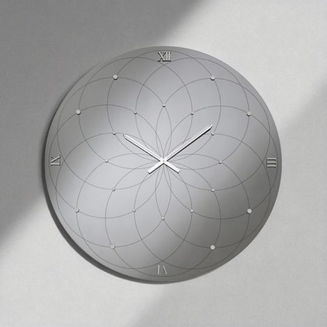 Orologio KYLE rotondo D80 cm in cristallo Fume' e numeri Argento (1/3)
