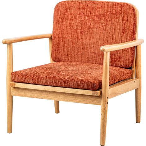 Nordlys - Fauteuil de Salon Scandinave avec Structure Bois et Tissu