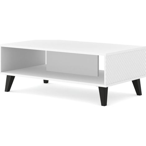 Ravenna C 90x60 tavolino bianco lucido gambe nere