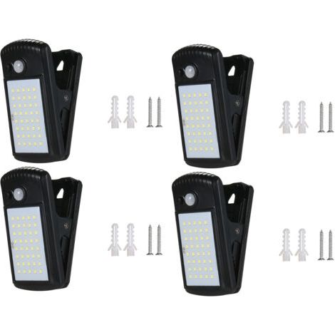 Pair 40 LED Éclairages Solaires Extérieurs avec Détecteur de Mouvement Lampe à Pince IP65 Étanche pour Clôture Terrasse Garage- (1/4)