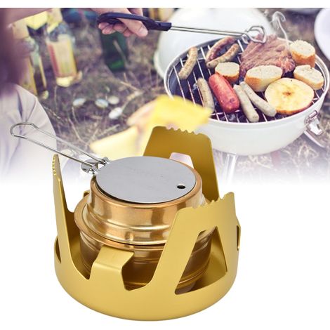 Réchaud Camping Portable Gazéifiable Anti-Vent Bareeo AF506E/506M avec Support Jaune Alliage Aluminium 186g et Rotative 360° pour Chauffage Barbecue (1/5)