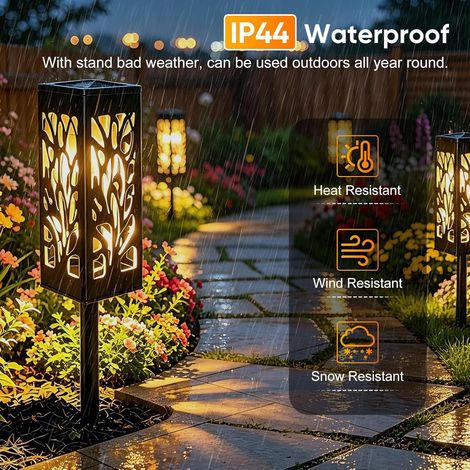 6 lampes solaires lanterne, IP44, blanc chaud, balcon/terrasse/chemin/pelouse.
