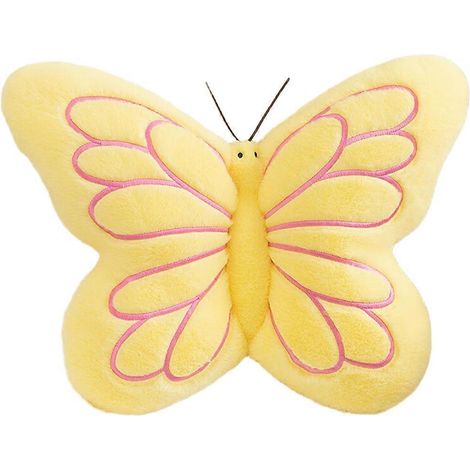 Schmetterlingskissen, dekoratives, schmetterlingsförmiges Dekokissen, weiches Plüschkissen, gelb, für Schlafzimmer, Wohnzimmer, Sofa oder Couch (1/5)