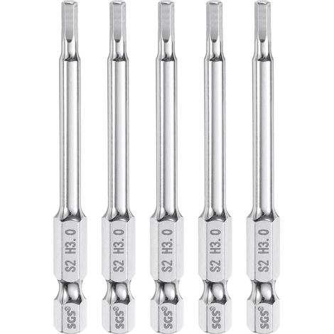 5pcs Foret à Tête Hexagonale 3mm (H3) Métrique 1/4" Tige Hexagonale 65mm (2.6") Long Embouts de Tournevis Magnétique Acier S2 Foret Hexagonaux à Pointe Plate pour Vis (1/5)