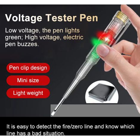 Stylo Testeur de Tension, Outils de Testeur de Tension sans, Stylo Détecteur de Tension AC, Fonction D'auto-vérification, Voyant LED pour Détecter le Feu/ligne Zéro. (1/5)