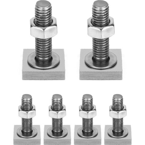 6 Pièces Adaptateur T-Track, Vis Coulissantes M6 en Acier Inoxydable, Fixation Coffre De Toit, Porte-Bagages De Toit 20 X 20 MM (1/5)
