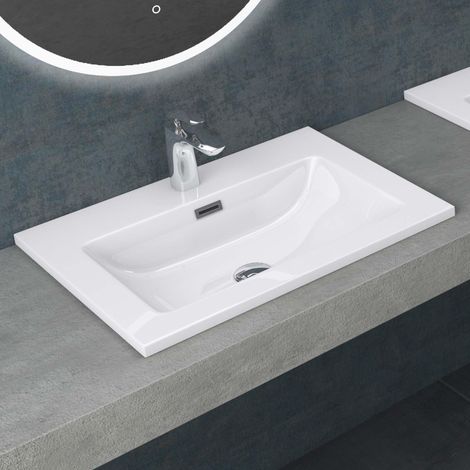 Mai & Mai Lavabo Incasso 60x48x12cm, Lavabo Sottopiano Lavandino Bagno Colossum02-600 da Minerale Fuso