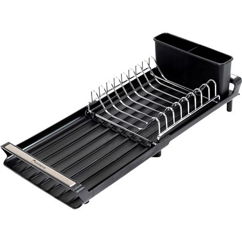 Egouttoir Vaisselle - Inox Pliable - Bec Verseur pour Évier - Adaptatif 28 à 47 cm - 20 cm de Largeur - Blanc ou Noir (1/5)