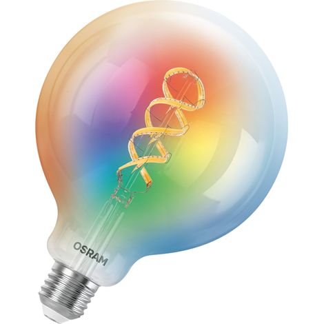 OSRAM Lampe LED  SMART+ Globe 125 Filament E27, RGBW, compatible Matter, WiFi, contrôlable via application et assistant vocal, multicolore, dimmable