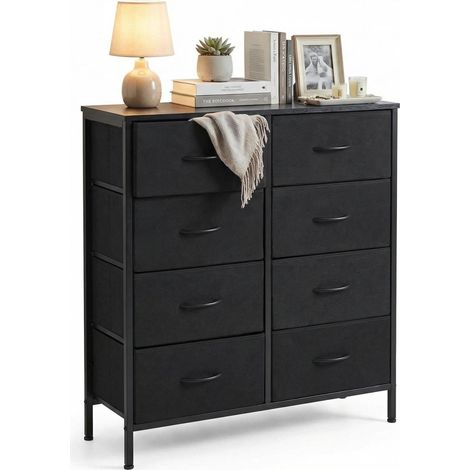 FurnitureR Armoire de Rangement Enfant 8 Tiroirs, Cadre Métallique avec Plateau en Bois, Grand Rangement Dressing ou Chambre, Dressing Polyvalent pour Chambre d'enfant, 80 x 30 x 102cm (1/5)