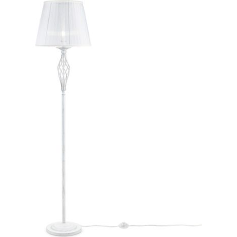 Piantana Shabby Chic Grace Metallo Bianco Diffusore Organza Bianco