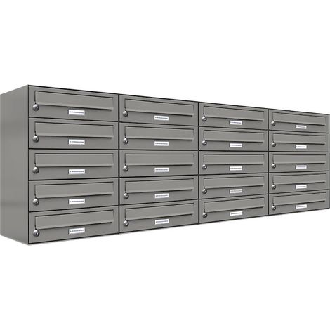 20er Premium Briefkasten Aluminiumgrau RAL Farbe 9007 für Außen Wand Postkasten 4x5 (1/5)
