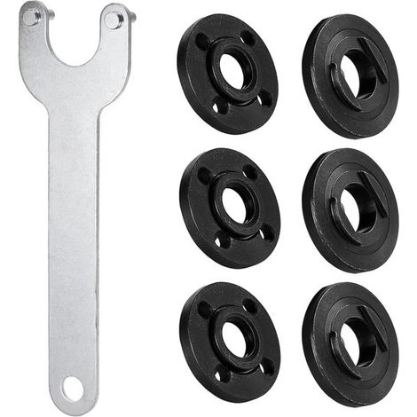 Juego de 7 llaves para amoladora angular de 125 mm,llave de brida flexible con bloqueo,apta para amoladora,incluye 6 tuercas de brida metálicas (1/5)