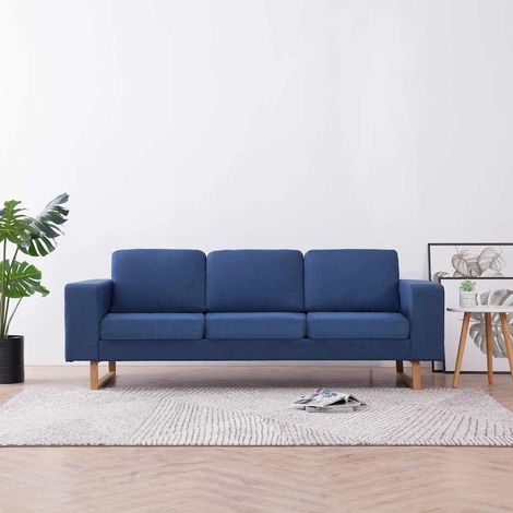 vidaXL Canapé à 3 places Tissu Bleu (1/5)