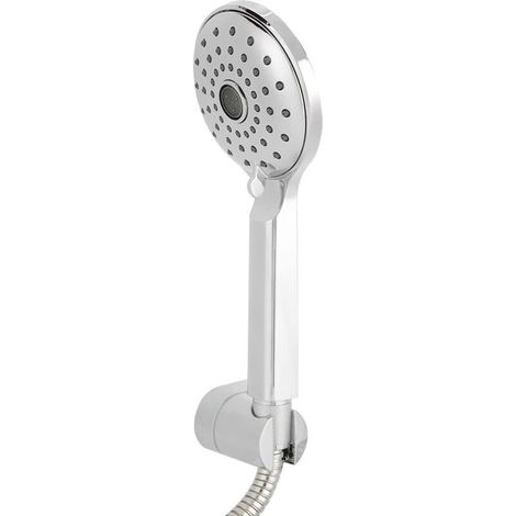 Ensemble de douche à main chromée G1/2 pouce, comprenant pommeau de douche, flexible et support, accessoires de salle de bain, installation facile, finition chromée. (1/5)