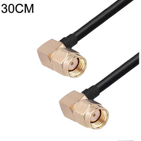 Câble adaptateur coudé mâle RP-SMA vers coudé mâle RP-SMA - 30 cm RG174, (1/3)