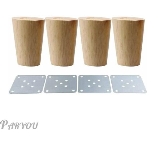 4 x 5 cm Massivholz-Möbelbeine mit Montageplatte und Schrauben für Sofa, Fernseher, Bett, Esstisch – 5 cm (1/4)