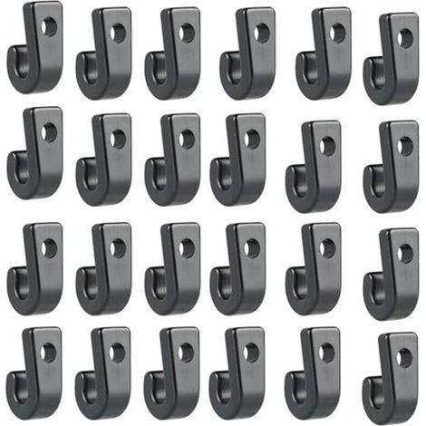 Durable black plastic J-hooks – 50 pieces for securing kayaks, canoes, paddleboards, boats or yachts – ideal for use with bungee cords and ropes (1/5)