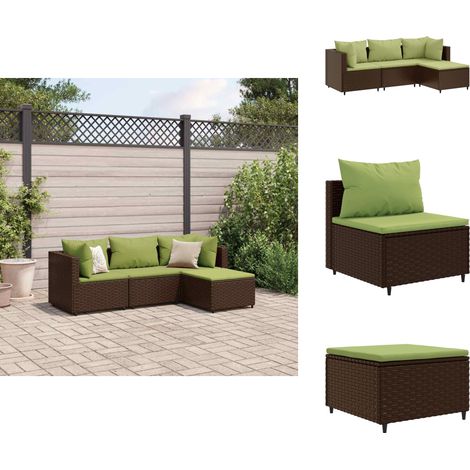 4-tlg. Garten-Lounge-Set mit Kissen Braun Poly Rattan - Gartengeset - Lounge Set - Gartenmöbel - Outdoor Möbel - Rattan Gartenmöbel (1/5)