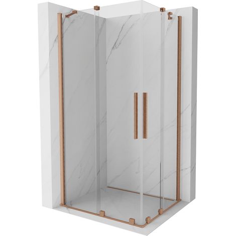 Mexen Velar Duo cabina de ducha corredera 90 x 80 cm, transparente, cobre cepillado - 871-090-080-02-65 (1/5)