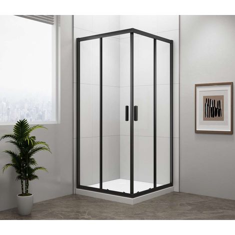 Polysan Easy Black - Cabina de ducha 80x80 cm, cristal transparente/negro mate EL5215B (1/5)