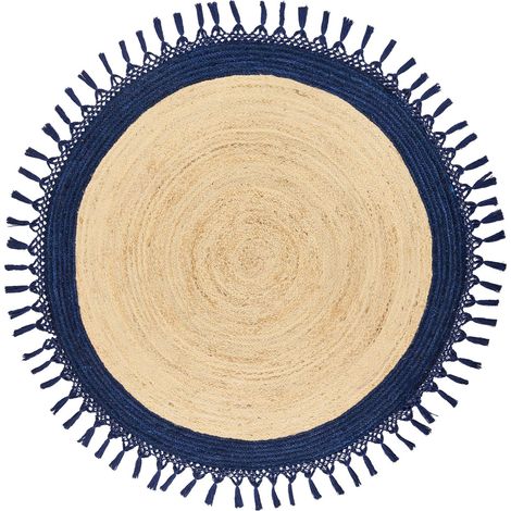 Teppich MARTS Dunkelblau ø 140 cm Jute