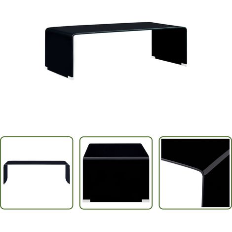 Table de canapé - Table basse Noir 98 x 45 x 31 cm Verre trempé (1/5)