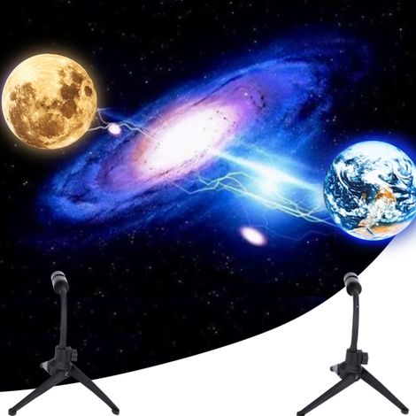 Lampe LED de projection Lune et Terre 3D, projecteur Lune et Terre rotatif à 360°, veilleuse LED pour selfies et décoration intérieure