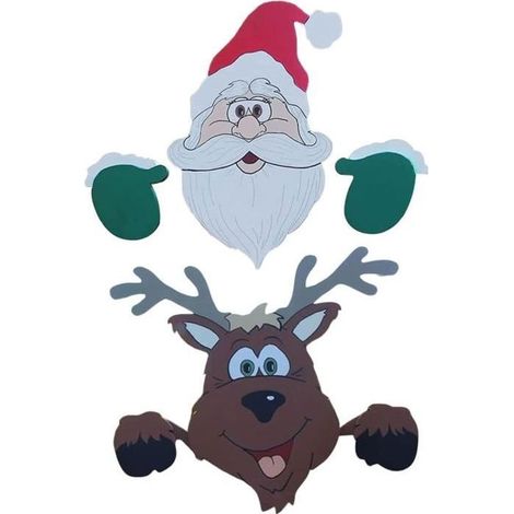 Décoration de fête - Noël - Clôture Père Noël et Élan - Réutilisable - Bois - 40x30cm (1/4)