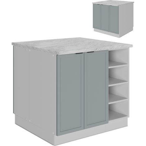 Îlot de cuisine Fame-Line, Bleu clair-gris, 90 cm sans plan de travail, Vicco