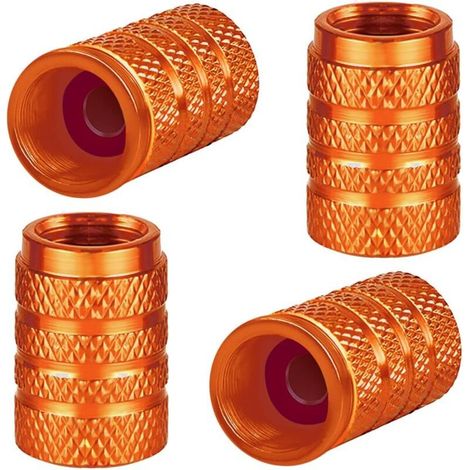 (orange)Lot de 4 bouchons de valve de pneu en aluminium pour pneus de voiture, bouchons de valve universels avec joint d'étanchéité pour moto, camion, vélo, scooter électrique, VUS, poussette b (1/5)