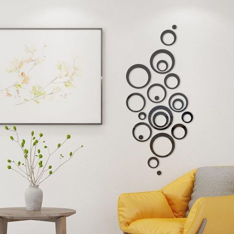 24 Stück 3D-Kreis-Spiegel-Wandaufkleber, verstellbare Acryl-Spiegelaufkleber, abnehmbare Wandaufkleber, Heimdekoration, runder Spiegel-Wandaufkleber, runder Spiegelaufkleber, Schwarz (1/5)