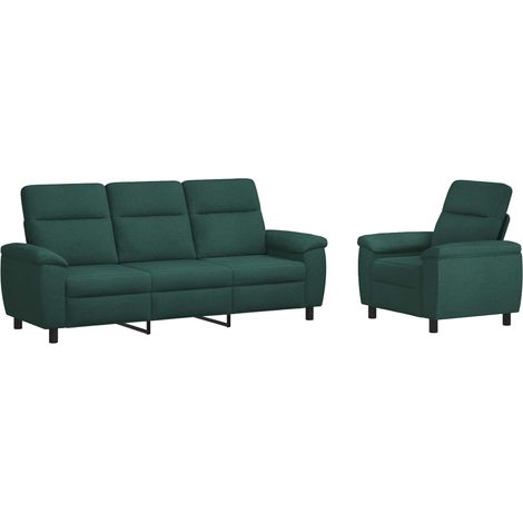 Sofa-Set 2 pcs Dunkelgrün Stoff vidaXL