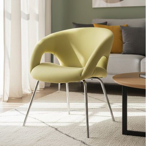 Dmora - Silla de oficina Dagudel, Silla de espera con reposabrazos para oficina, Silla de espera ergonómica, 58x59h72 cm, Amarillo (1/3)